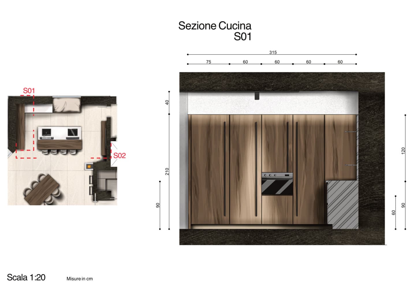 progetto ar - andre vedorin - prospetto cucina